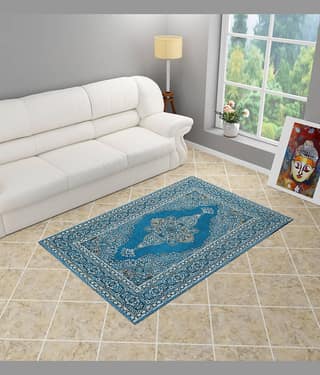 FURNISING HUT Brown Velvet Carpet Geometrical 3x5 Ft