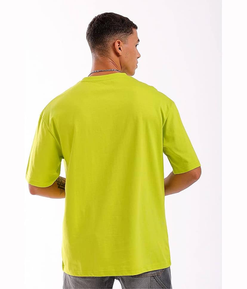 The Indian Garage Co. Cotton Relaxed Fit Printed Half Sleeves Men's Round T-Shirt - Green ( Pack of 1 ) view 4