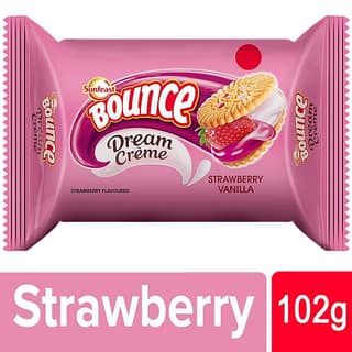 Sunfeast Bounce Dream Cream Biscuits - Strawberry Vanilla, 102 G Pouch