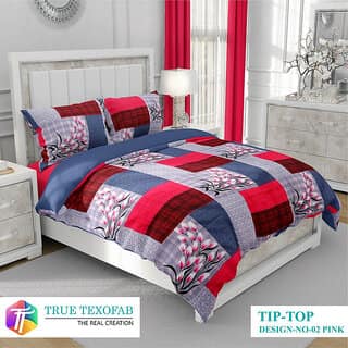 Black Bee Multi Colour Checks Print Double Bedsheet With 2 Pillow Covers (208 X 213 Cm)(Bs30-02)