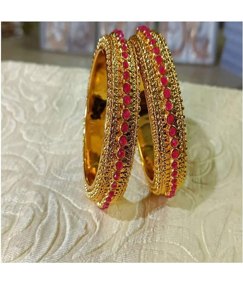 KHETLAZEE® GOLD PLATED ANTIQUE DESIGN BANGLE SET FOR WOMEN AND GIRLS