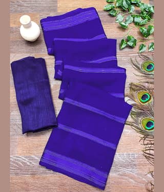 ANAND SAREES Satin Striped Saree With Unstitched Blouse Piece ( Grey )