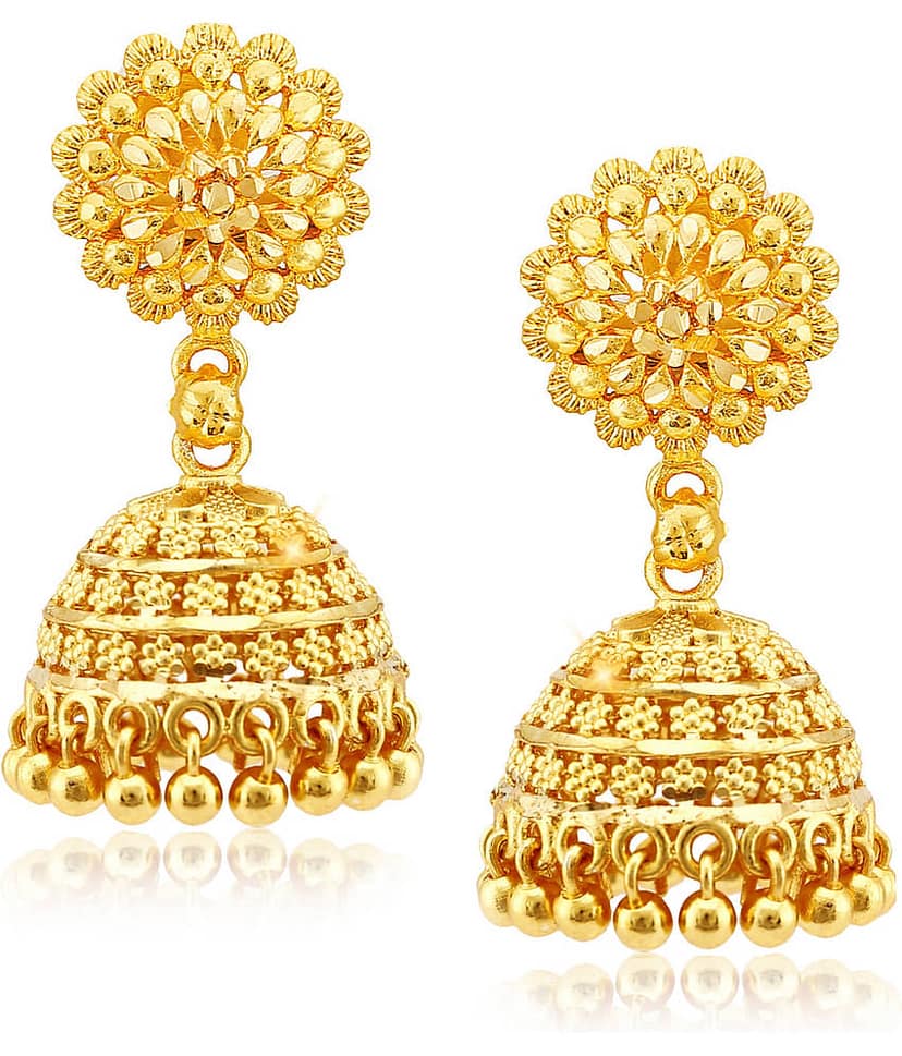 Vighnaharta - Golden Jhumki Earrings ( Pack of 1 )