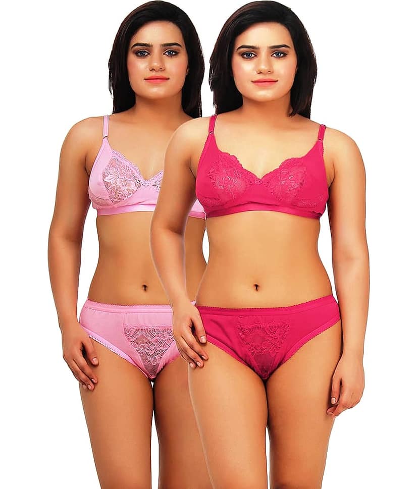 TCG Multi Color Cotton Lycra Bra & Panty Set