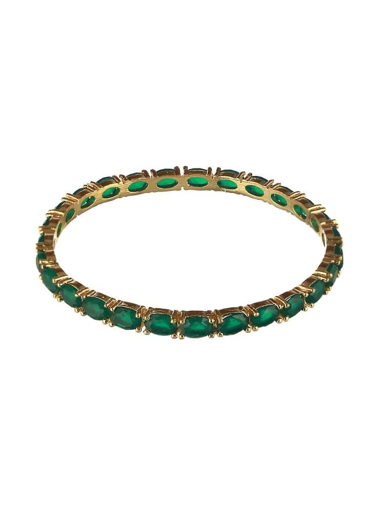 Gold Plated Set of 4 Green Emerald Stone Studded Bangles view 7