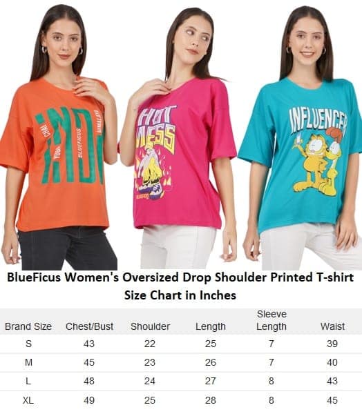 BlueFicus Printed Oversize Cotton Tshirt for Women Short Sleeve Tshirt for Casual Wear (Lavender) view 7