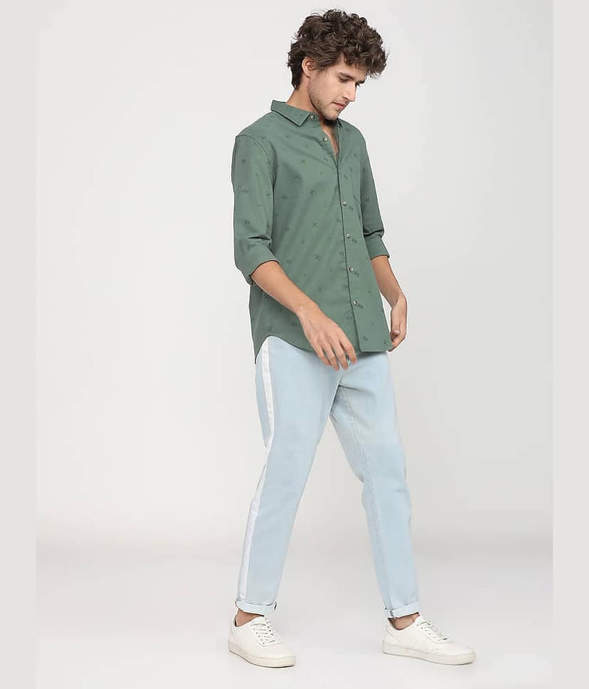 Ketch 100% Cotton Slim Fit Printed Full Sleeves Men's Casual Shirt - Green ( Pack of 1 ) view 5