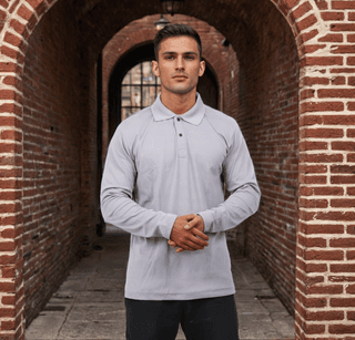 Men Polo T-Shirt Full Sleeves Grey