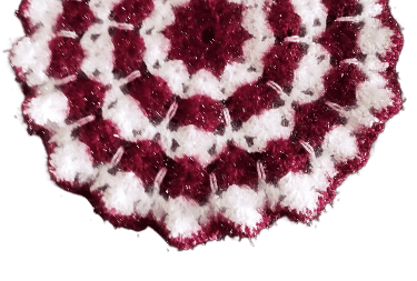 Handmade Crochet Maroon & White Coaster - Elegant Home Decor view 2