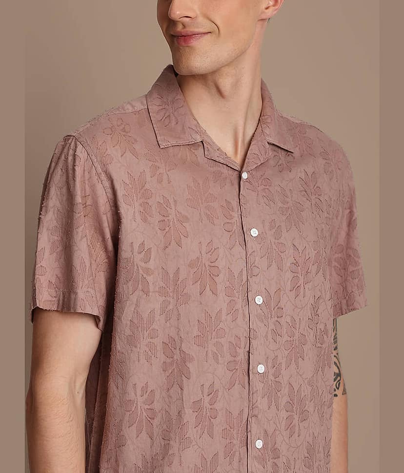 Bene Kleed 100% Cotton Relaxed Fit Self Design Half Sleeves Men's Casual Shirt - Peach ( Pack of 1 ) view 5