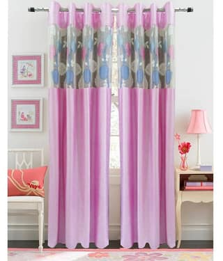 Homefab India Plain Semi-Transparent Eyelet Window Curtain 5ft (Pack of 2) - Green