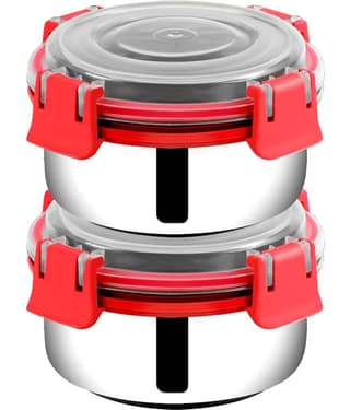 BOWLMAN - Steel Red Food Container ( Set of 2 - 350mL each )