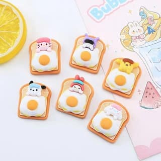 Bread Toast with Sunny Side Up Egg Eraser Set,4 Piece School Stationery Collection
