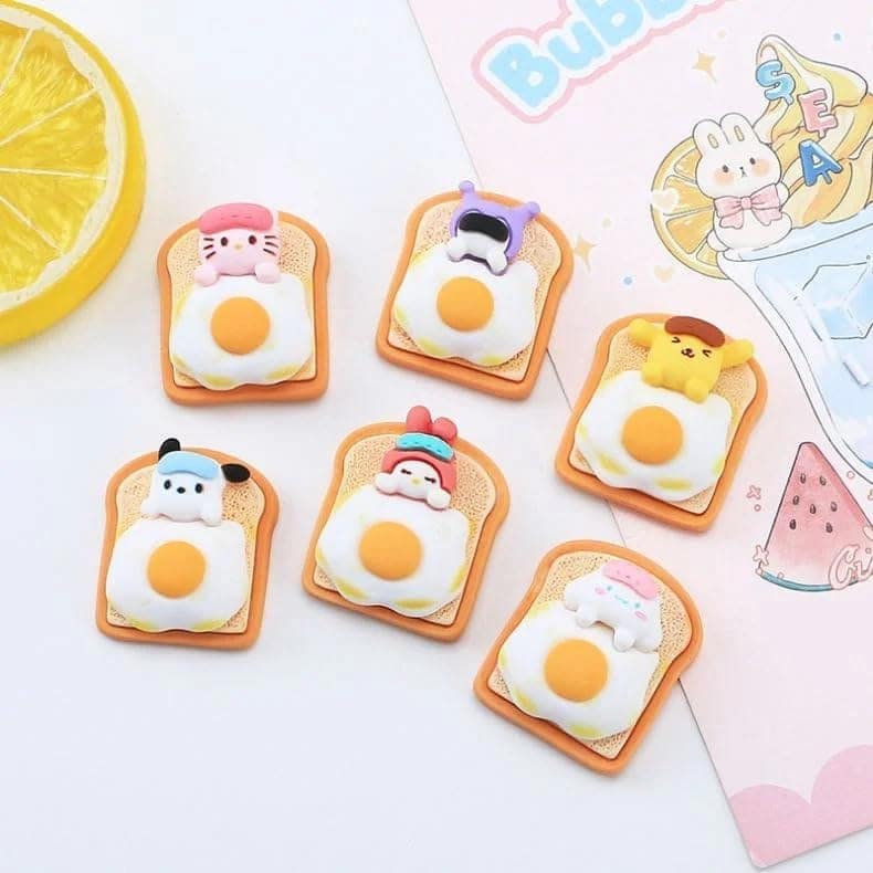 Bread Toast with Sunny Side Up Egg Eraser Set,4 Piece School Stationery Collection