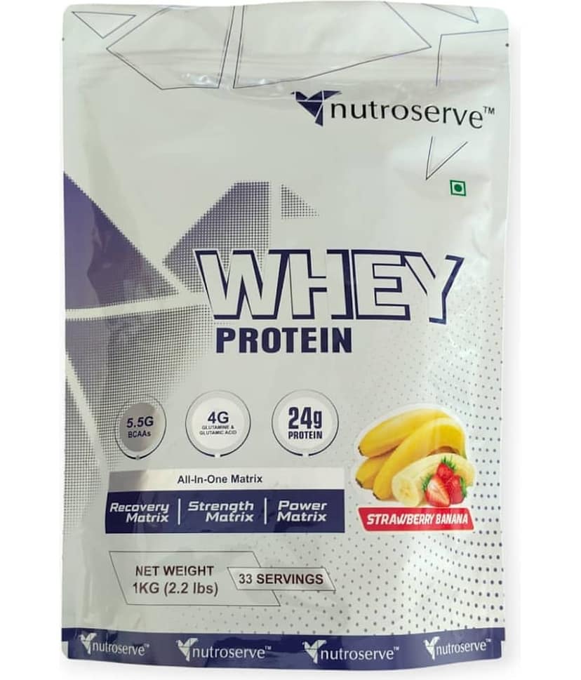 Nutroserve Protein Powder Muscles Gainer Whey Protein ( 1 kg , Strawberry - Flavour )