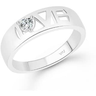 Vighnaharta Valentine Love Band CZ Rhodium Plated Alloy Finger Ring for Women and Girls - VFJ01348FRR8