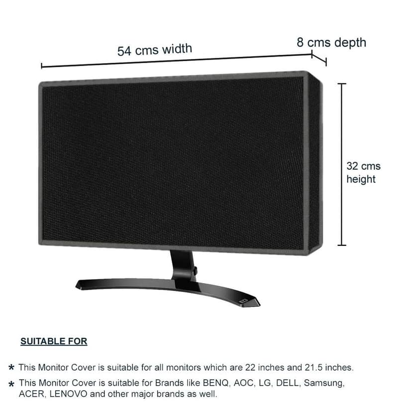 PalaP Super Premium Dust Proof Monitor Cover for Lenovo 21.5 inches Monitor (Black) view 3