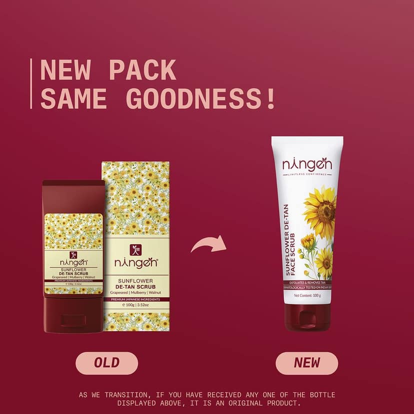 Ningen Sunflower De-Tan Scrub with Walnut Granules | Sunflower De-Tan Formula view 3