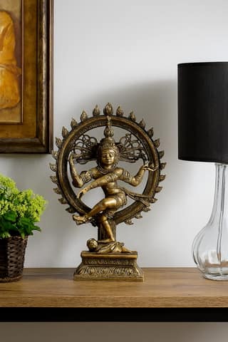 Bronze Finish Dancing Shiva Nataraja Idol Resin Statue for Home Decor & Spiritual Gifting