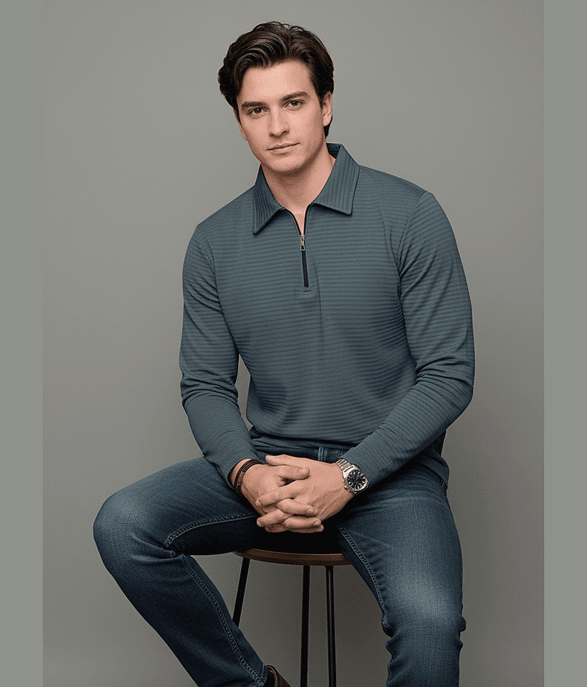 RodZen Men Polyester Regular Fit Striped Polo T Shirt ( Charcoal Grey ) view 2