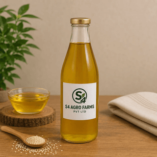 S4 Agro Farm Organic Safflower Oil (1 Ltr) | Cold-Pressed Pure Edible Oil | Daily Cooking & Heart Health
