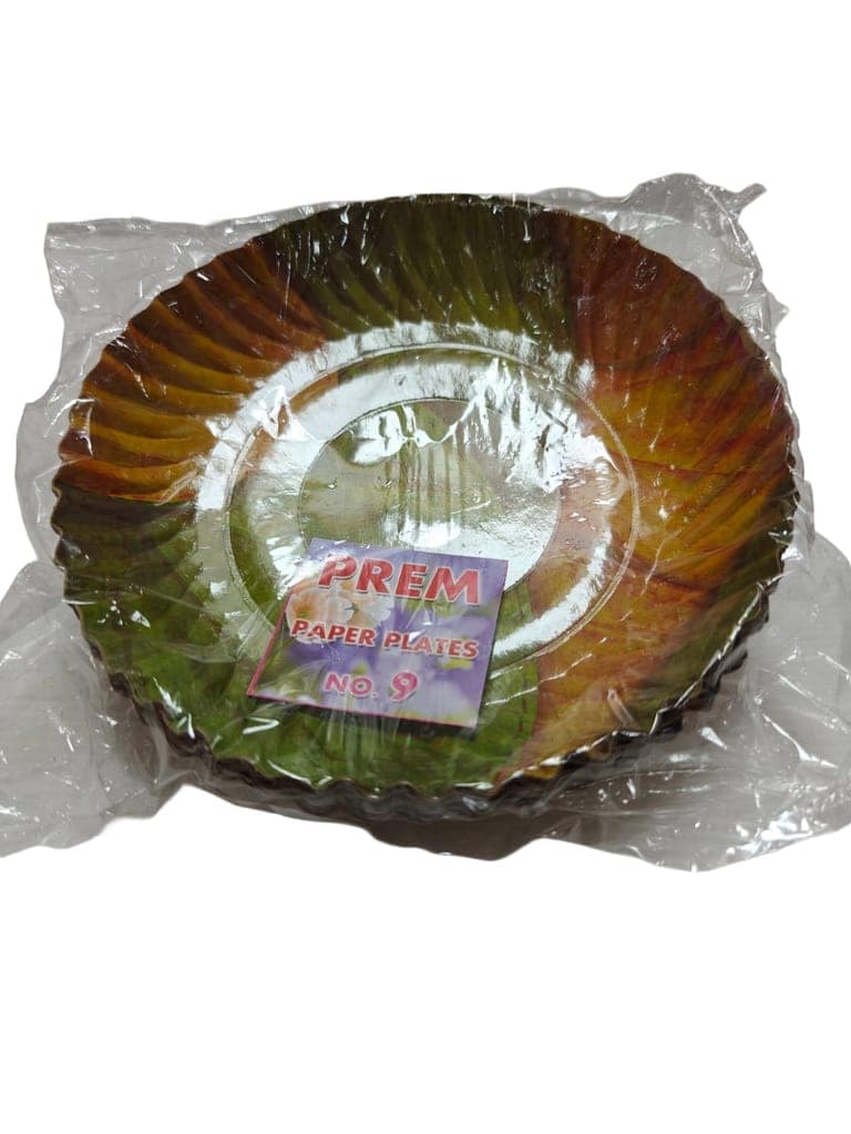 PREM No. 9 Disposable Paper Plates - Eco-Friendly, Biodegradable, & Sturdy Dinnerware set of 100