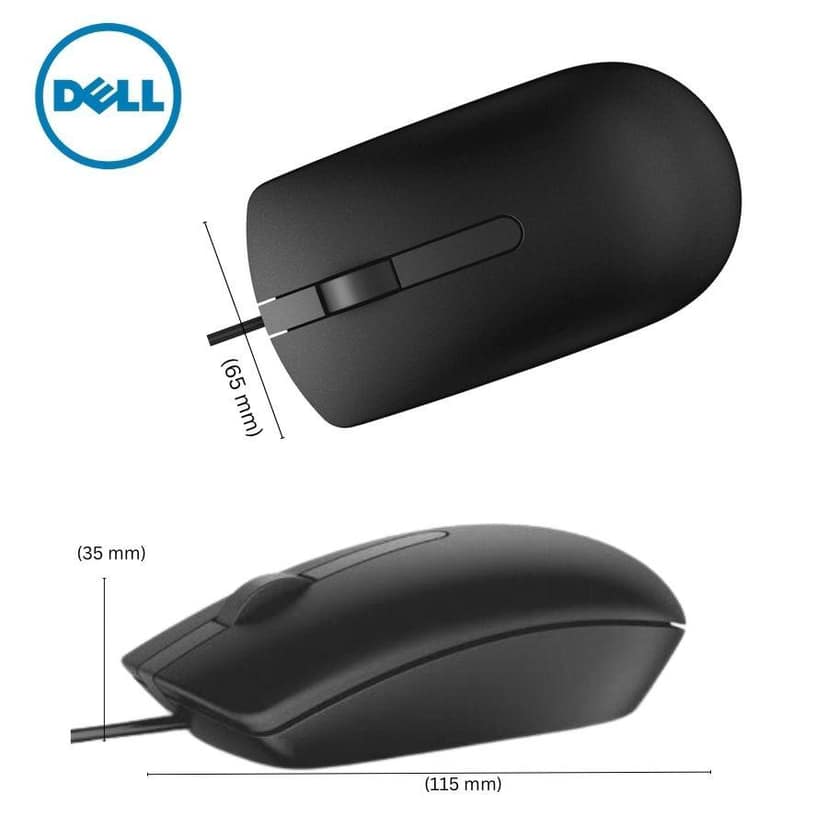 Dell Computer Mouse | MS116 | Wired Optical Mouse | 1000DPI | LED Tracking | Scrolling Wheel | Plug and Play view 4