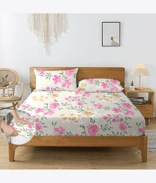 Apala Microfibre 1 King Fitted Bedsheet with 2 Pillow Covers ( 198 cm x 182 cm ) , Pink
