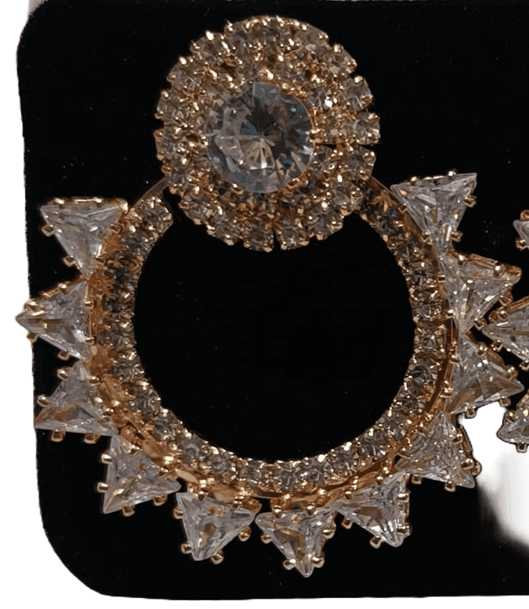 Gold Plated Cubic Zirconia Chandelier Earrings view 2
