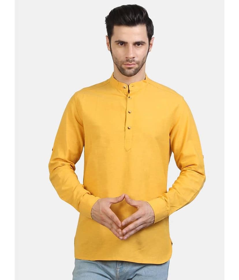 liferoads - Mustard Cotton Men's Regular Kurta ( Pack of 1 )