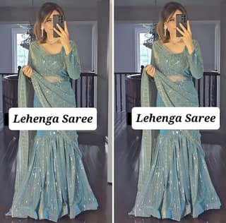Indian Wedding Party Lehenga Saree Ready To Wear With Stitched Blouse Readymade