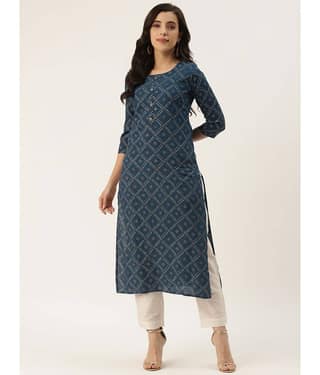 HISHAM - Blue Rayon Women's Straight Kurti ( Pack of 1 )