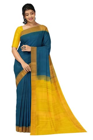 APCO Handloom - Women's Venkatagiri SICO Cotton Blend Handloom Saree, Blue 02