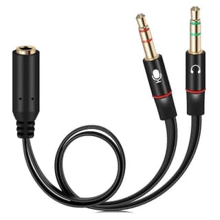 Sounce Gold/Silver Plated 3.5 mm Headphone Splitter for Computer 2 Male to 1 Female 3.5mm Headphone Mic Audio