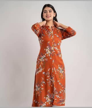 MAUKA - Brown Rayon Women's Front Slit Kurti ( Pack of 1 )