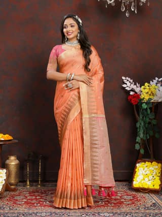 Soft katan silk saree with zari weawing design...