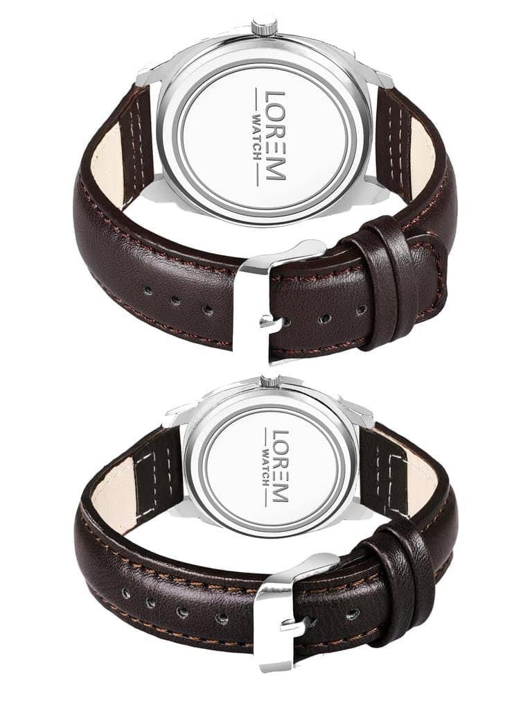 LOREM Unique Cubic Print Analog Watch Pair-UF view 2