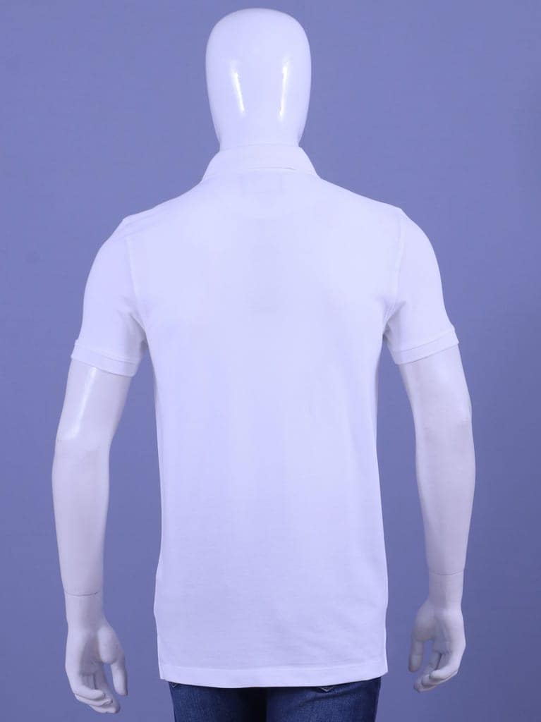 Men's White Enzyme Finish Solid Polo T-Shirt view 4