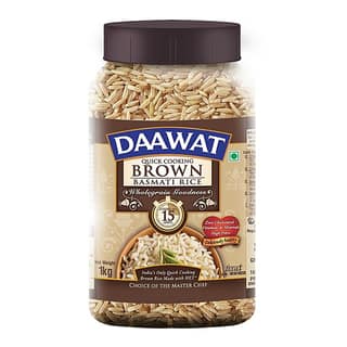 Daawat Basmati Rice/Basmati Akki - Brown (Quick Cooking), 1 Kg Jar