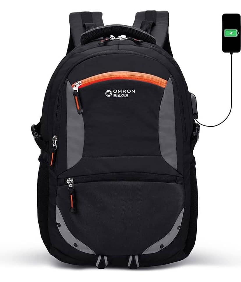 OMRONBAGS 35 Ltrs Polyester Backpack With Raincover *For Men & Women ( Black )