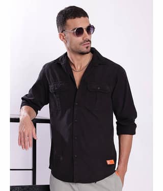 Bene Kleed 100% Cotton Regular Fit Solids Full Sleeves Men's Casual Shirt - Black ( Pack of 1 )