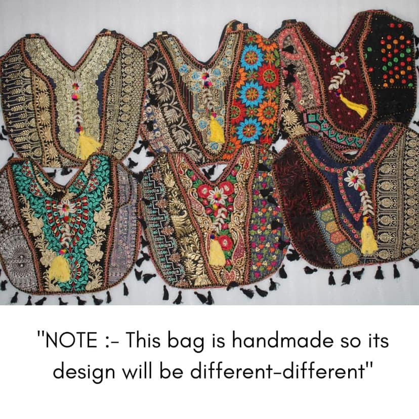 PREET SPICE Bohemian Embroidered Tote Shoulder Bag with Tassels, Handmade Ethnic For Women view 8