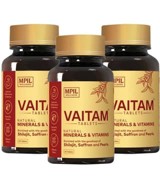 Mpil Wellness Vaitam Tablet with Blended Shilajit & Pearls for Daily Energy & Immunity (180 Tablets)