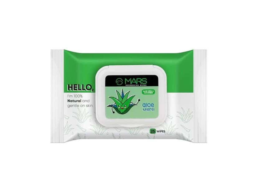 MARS Refreshing Wet Wipes for Face, Refreshing & Skin Hydration, Soothing for skin, pH Balance & Alcohol Free, Nourishing Facial Cleansing - ALOEVERA