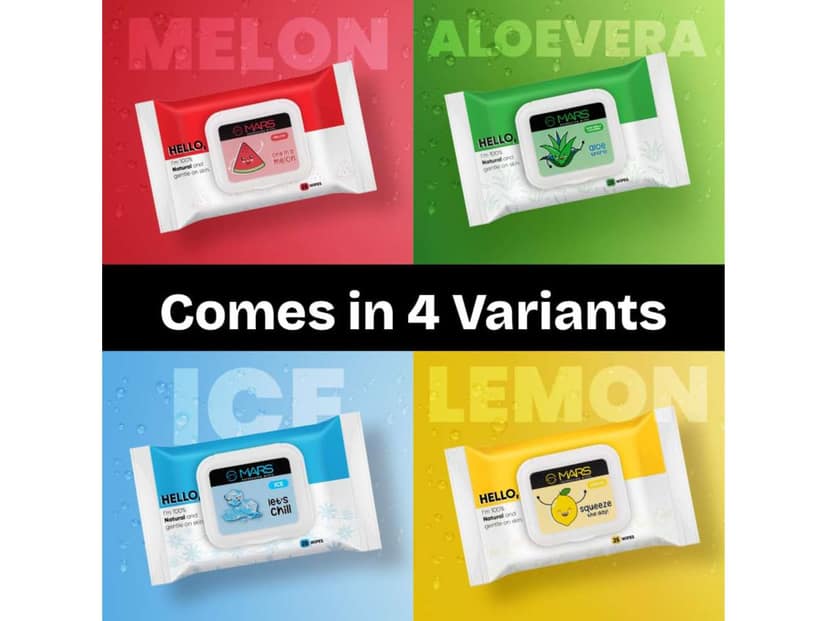 MARS Refreshing Wet Wipes for Face, Refreshing & Skin Hydration, Soothing for skin, pH Balance & Alcohol Free, Nourishing Facial Cleansing - ALOEVERA view 4