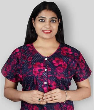 Favnic - Multicolor Cotton Women's Nightwear Nighty & Night Gowns