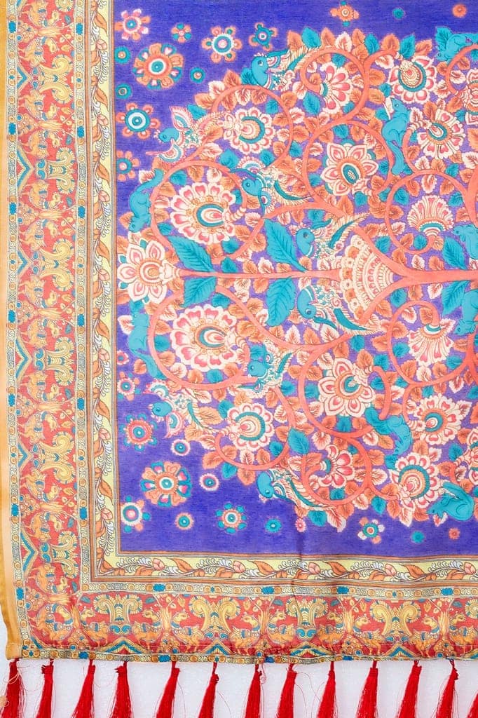 Women's Pure Cotton Ikkat Digital Print Multicolor Saree view 5