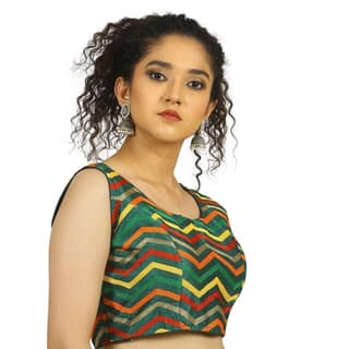 TheHangr Dark Green Zig-Zag Blouse - 32