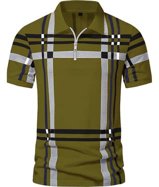 AOOSH Men Cotton Blend Regular Fit Printed Polo T Shirt ( Green )