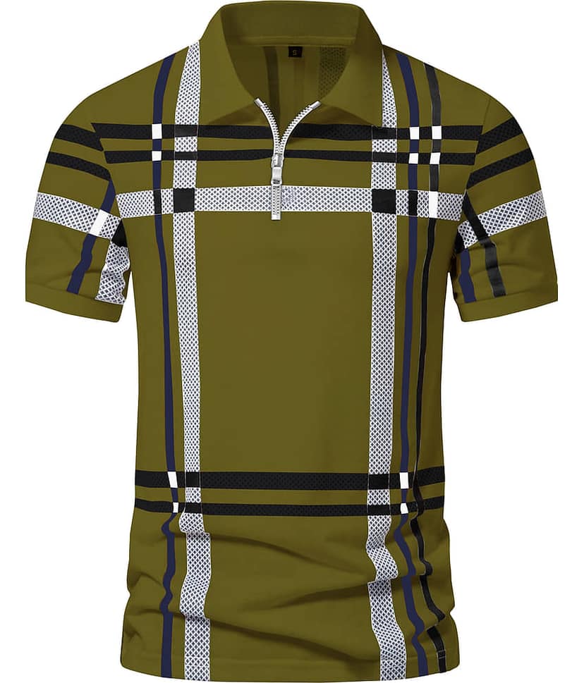 AOOSH Men Cotton Blend Regular Fit Printed Polo T Shirt ( Green )